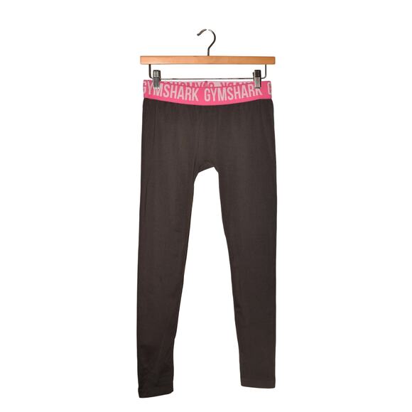 GYMSHARK $65 Gray Pink Logo Waistband Cropped Leggings Small - Picture 1 of 3